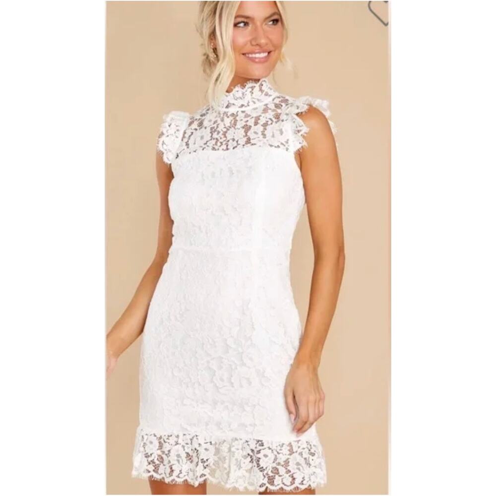 Storia Shift Dress NWT Womens‎ M White Floral Lace Bridal Ethereal Classic Party